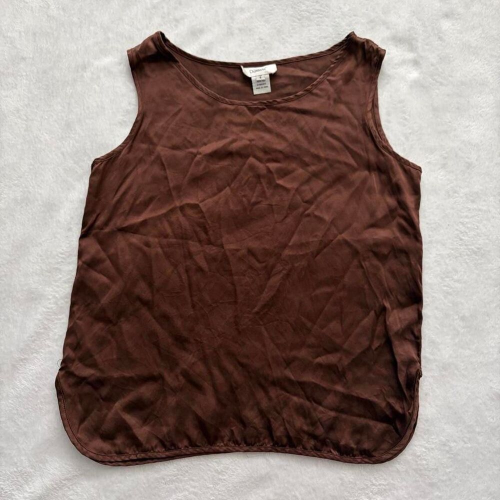 Dorman Brown Silk Tank Top Women's S Luxury Old Money Preppy Sleeveless Summer